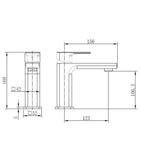 Tailored Bathrooms TB+ Quadrado Square ECO Control/Cold Water Start Basin Mixer (3 colours) - Brand New Bathrooms