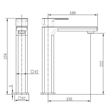 Tailored Bathrooms TB+ Quadrado Square Tall ECO Control/Cold Water Start Basin Mixer (3 colours) - Brand New Bathrooms