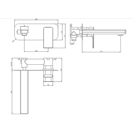 Tailored Bathrooms TB+ Quadrado Square Wall Mounted ECO Control/Cold Water Start Basin Mixer (3 colours) - Brand New Bathrooms