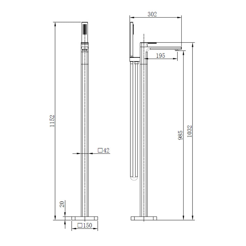Tailored Bathrooms TB+ Quadrado Square Freestanding Bath Tap with Shower Mixer (3 colours) - Brand New Bathrooms