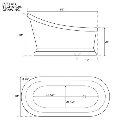 Coppersmith Creations Smooth Single Slipper Pedestal Bathtub (2 size, Copper) - Brandnew Bathroom