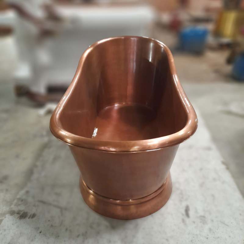 Coppersmith Creations Smooth Single Slipper Pedestal Bathtub (2 size, Copper) - Brandnew Bathroom