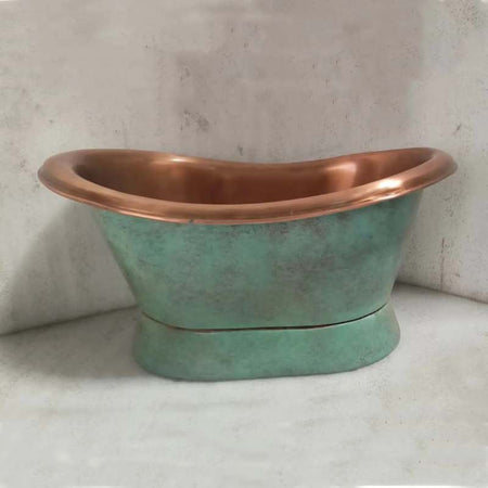 Coppersmith Creations Slanting Base Copper Tub Style Sink Antique (1 size, Blue-Green) - Brandnew Bathroom