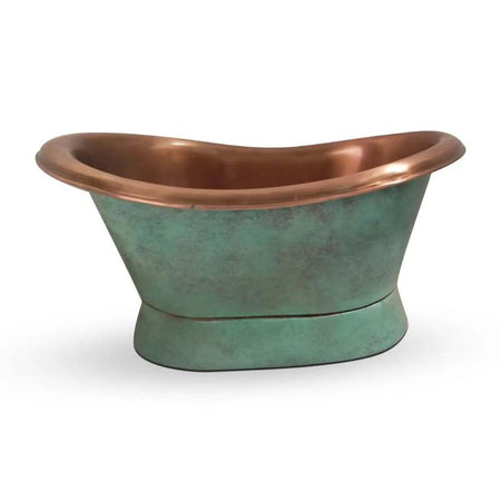 Coppersmith Creations Slanting Base Copper Tub Style Sink Antique (1 size, Blue-Green) - Brandnew Bathroom