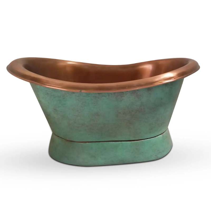 Coppersmith Creations Slanting Base Copper Tub Style Sink Antique (1 size, Blue-Green) - Brandnew Bathroom