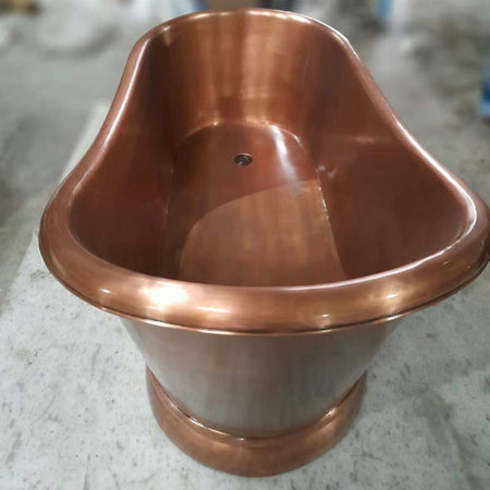 Coppersmith Creations Smooth Single Slipper Pedestal Bathtub (2 size, Copper) - Brandnew Bathroom