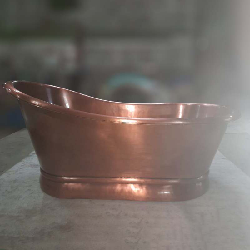 Coppersmith Creations Smooth Single Slipper Pedestal Bathtub (2 size, Copper) - Brandnew Bathroom