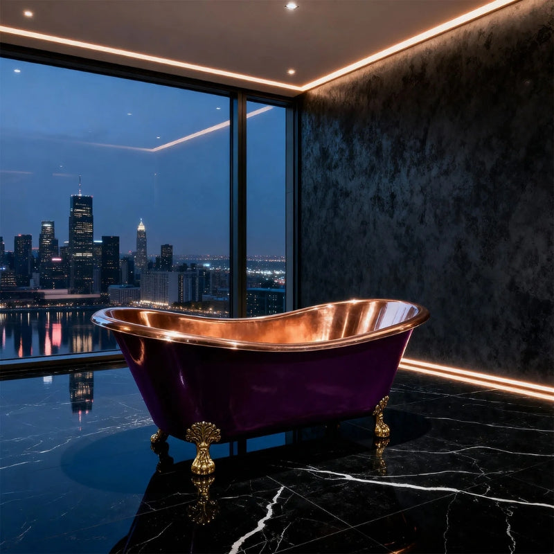 Coppersmith Creations Clawfoot Copper Bathtub (1 size, Purple Violet) - Brand New Bathrooms