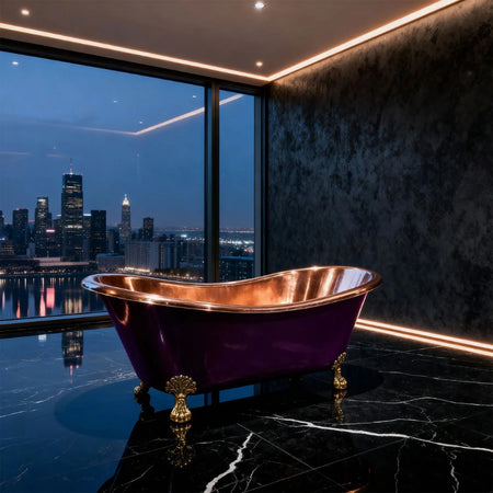Coppersmith Creations Clawfoot Copper Bathtub (1 size, Purple Violet) - Brand New Bathrooms