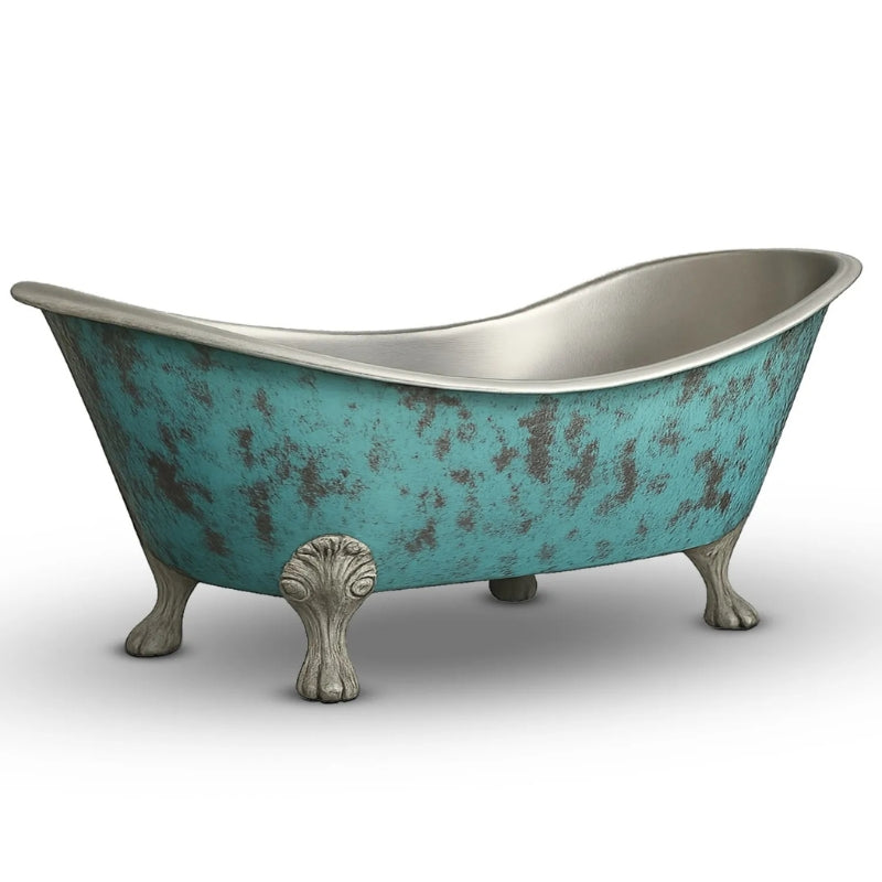 Coppersmith Creations Clawfoot Copper Verdigris Patina Exterior & Tin Interior Double Slipper Bathtub  (1 Size, Patina) - Brand New Bathrooms