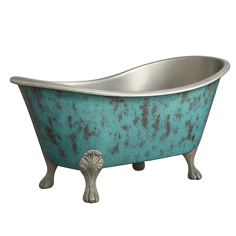 Coppersmith Creations Clawfoot Copper Verdigris Patina Exterior & Tin Interior Single Slipper Bathtub  (1 Size, Patina) - Brand New Bathrooms