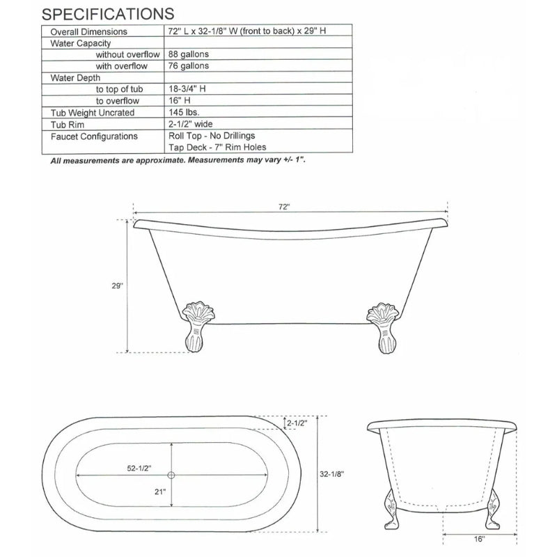 Coppersmith Creations Copper Clawfoot Bathtub Nickel Inside (1 size, Copper Finish) - Brand New Bathrooms