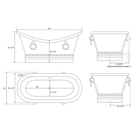 Coppersmith Creations Hammered Bathtub with Ring Handles (2 sizes, Antique Hammered Copper) - Brand New Bathrooms