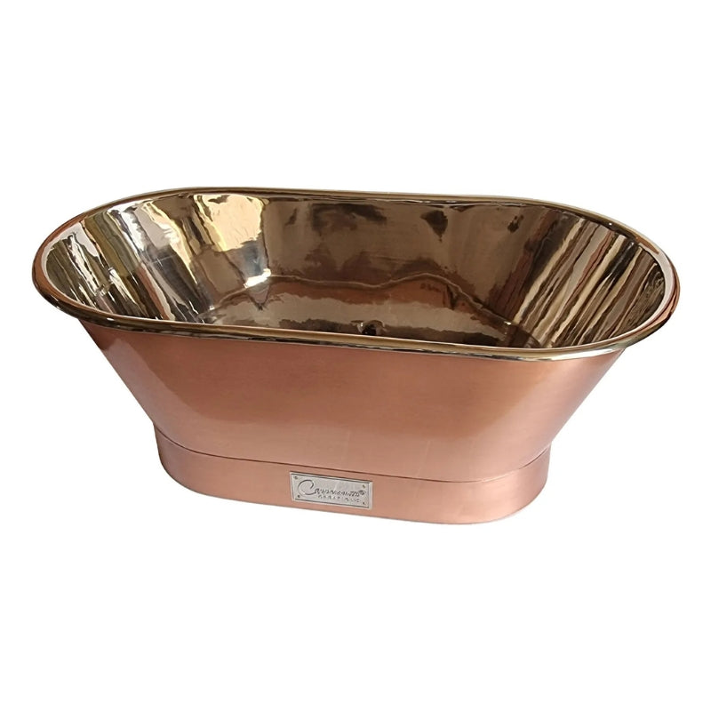 Coppersmith Creations Straight Base Copper Bathtub (1 size, Brushed Copper Exterior, Polished Nickel Interior) - Brand New Bathrooms