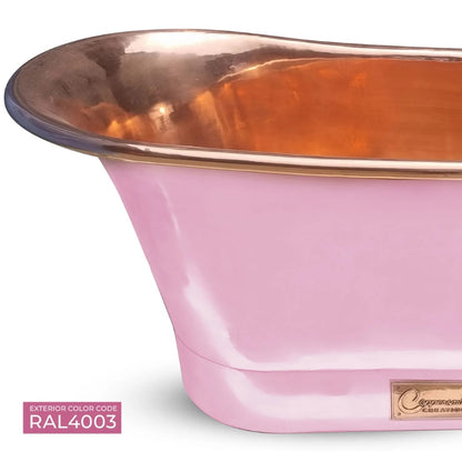 Coppersmith Creations Straight Base Copper Bathtub (1 size, Polished Copper Interior, Heather Violet Exterior) - Brand New Bathrooms