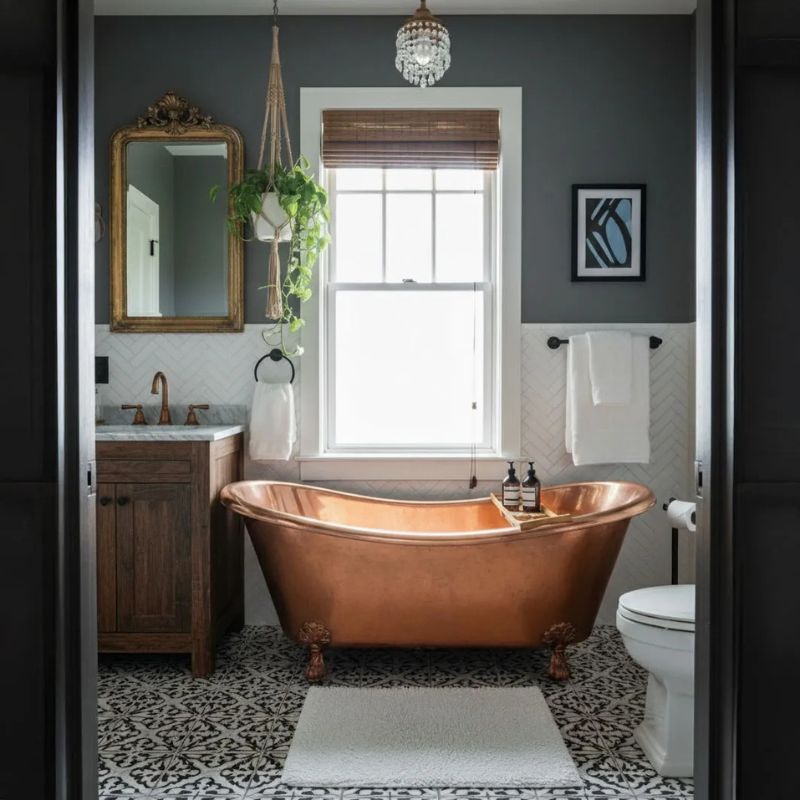 Coppersmith Creations Hammered Clawfoot Copper Bathtub (1 size, Polished Copper) - Brand New Bathrooms