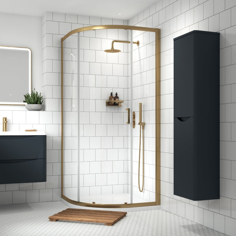 Nuie Lucie Single Entry Curved Shower Enclosure (1 sizes, 3 colours) - Brand New Bathrooms