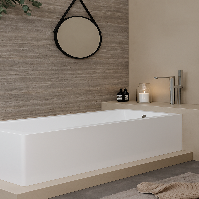 Tailored Bathrooms Plumb Essentials Portofino Single Ended Square Bath with Leg Set (1 size, Matt White) - Brand New Bathrooms