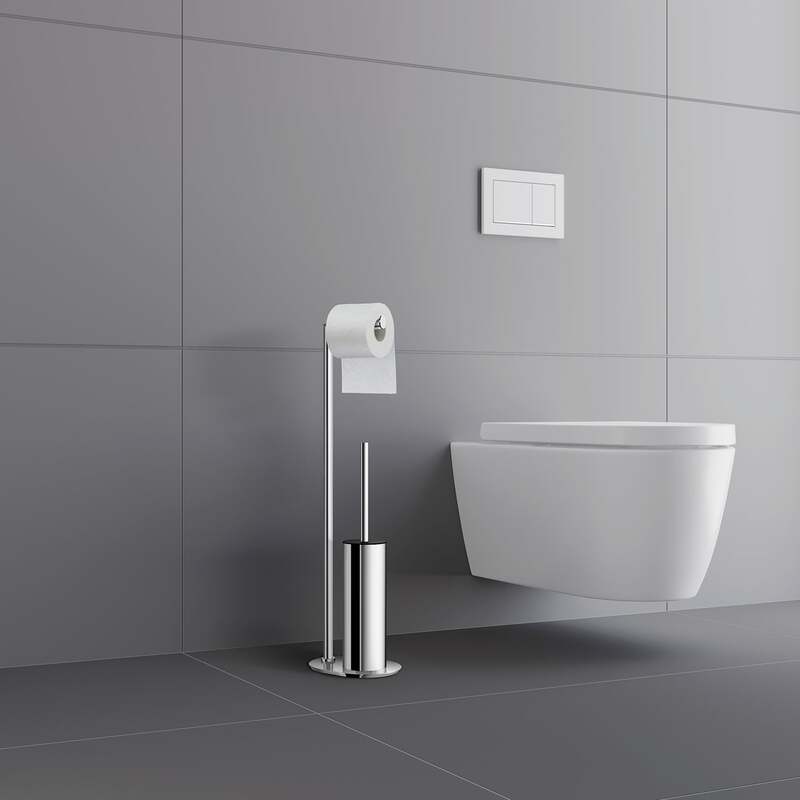 Smedbo Outline Toilet Roll Holder with Toilet Brush (2 colours) - Brand New Bathrooms