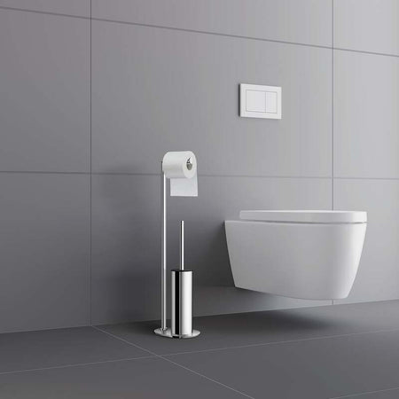 Smedbo Outline Toilet Roll Holder with Toilet Brush (2 colours) - Brand New Bathrooms
