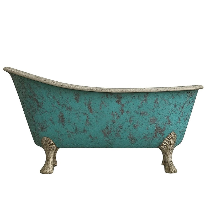 Coppersmith Creations Clawfoot Copper Verdigris Patina Exterior & Tin Interior Single Slipper Bathtub  (1 Size, Patina) - Brand New Bathrooms