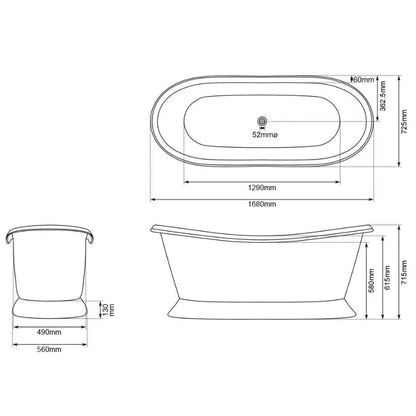 Coppersmith Creations Slanting Base Copper Bathtub (1 size, Nickel Interior, Heather Violet Exterior) - Brand New Bathrooms