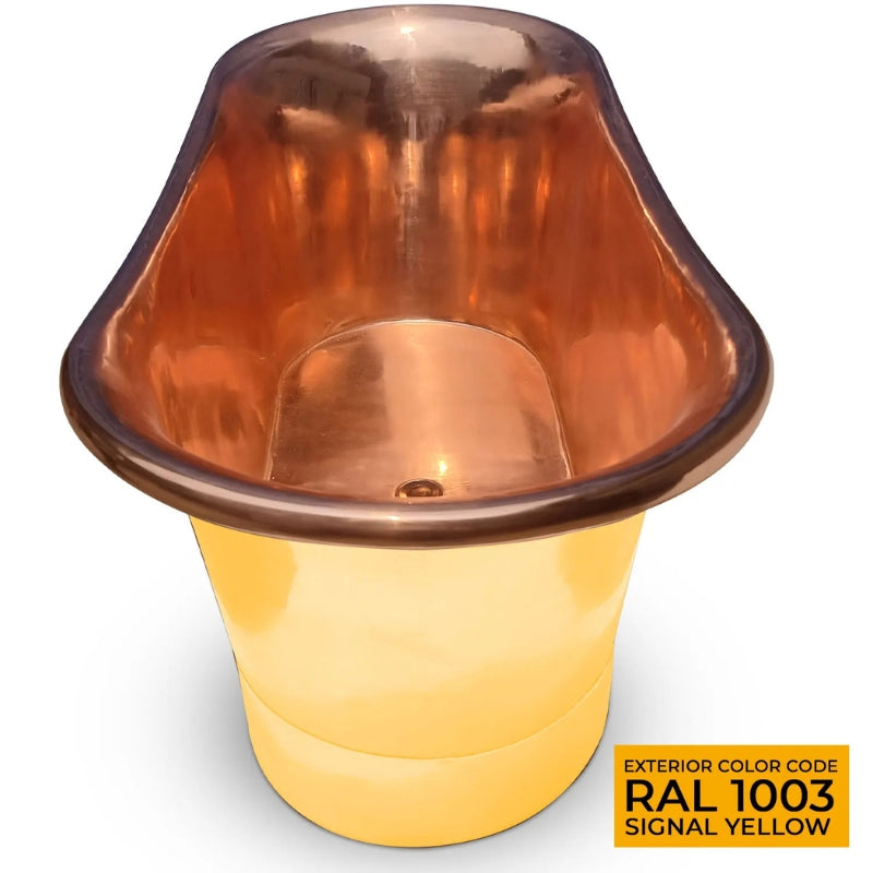 Coppersmith Creations Straight Base Copper Bathtub (1 size, Polished Copper Interior, Signal Yellow Exterior) - Brand New Bathrooms