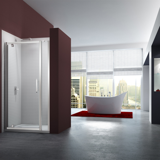 Merlyn 6 Series | Pivot Shower Door and Inline Panel (8 sizes, Chrome)