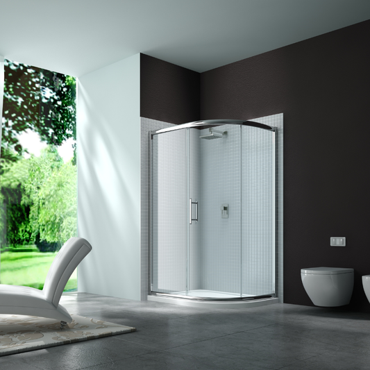 Merlyn 6 Series | Single Door Offset Quadrant Shower Enclosure (4 sizes, Chrome)