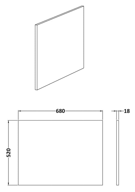 Nuie Urban L-Shape Square Shower Bath End Panel (2 sizes, Oak) - Brandnew Bathroom