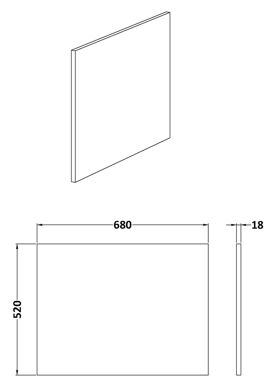 Nuie Urban L-Shape Square Shower Bath End Panel (2 sizes, Oak) - Brandnew Bathroom