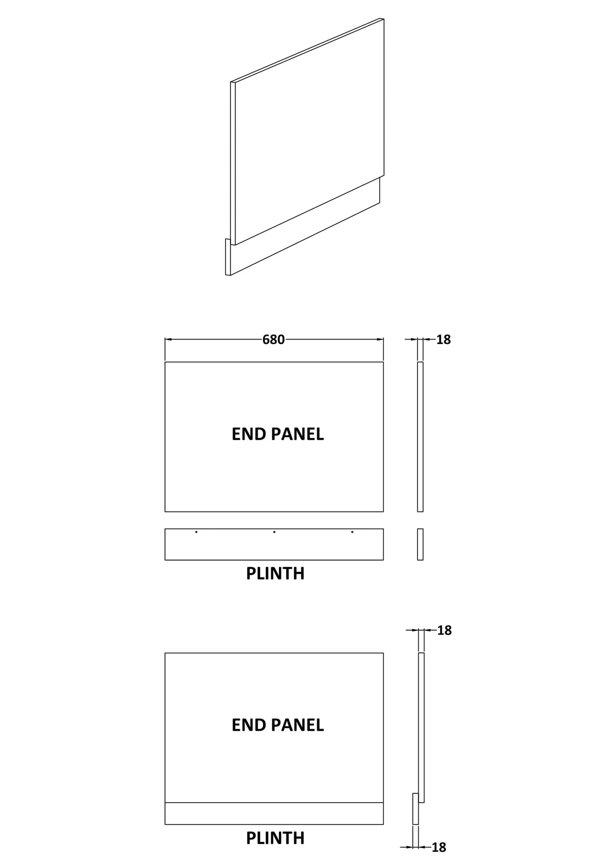 Brand New Bathrooms - Nuie Fusion Straight Bath End Panel & Plinth (2 sizes, Grey)