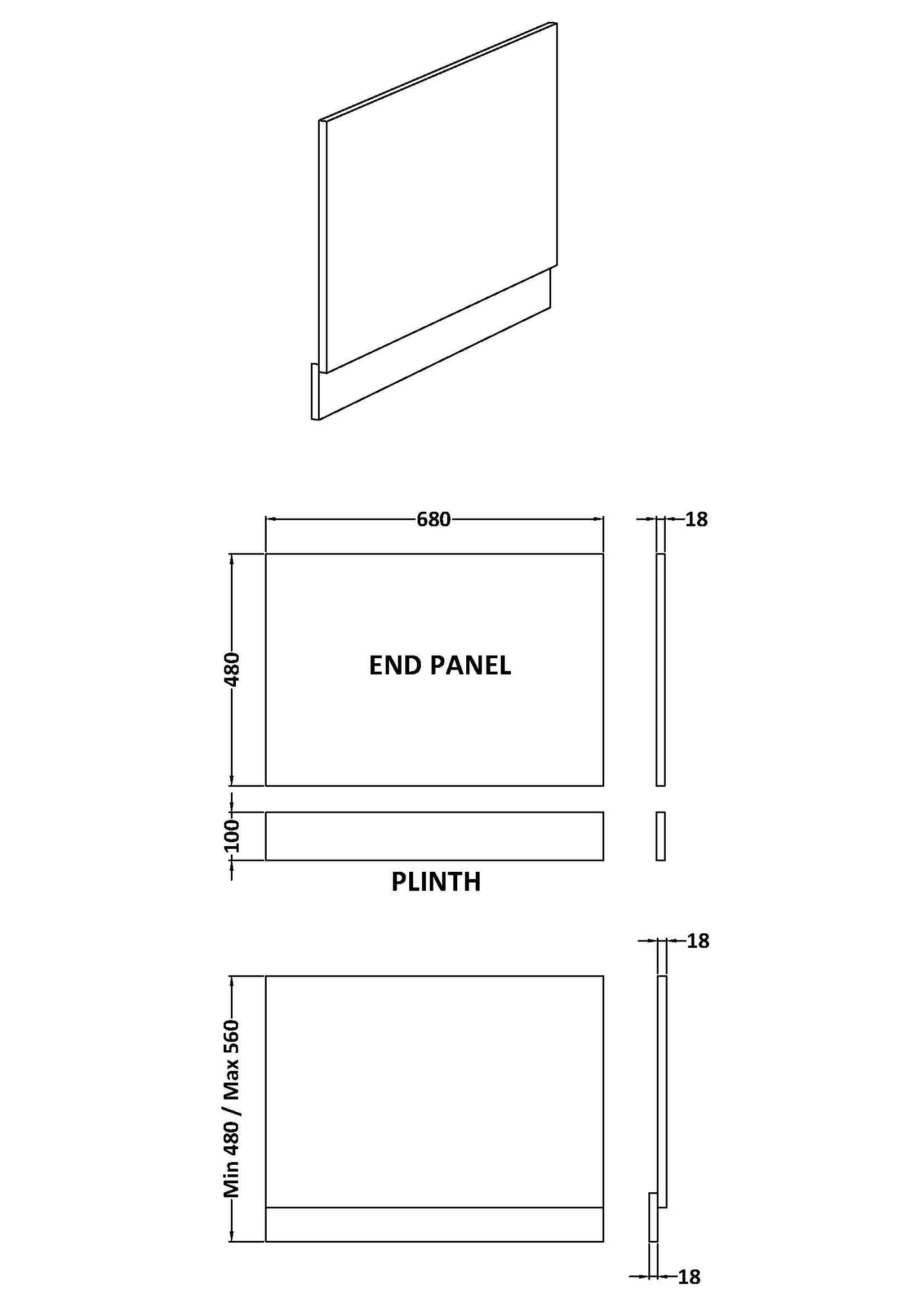Nuie Urban Bath End Panels (3 sizes, Gray) - Brandnew Bathroom