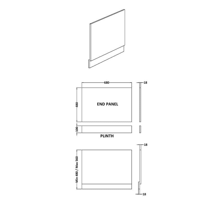 Nuie Bath Panels Waterproof Shower Bath End Panel (2 size, Gloss White) - Brand New Bathrooms