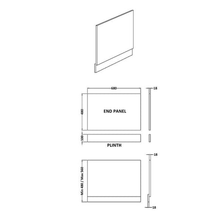 Nuie Bath Panels Waterproof Shower Bath End Panel (2 size, Gloss White) - Brand New Bathrooms