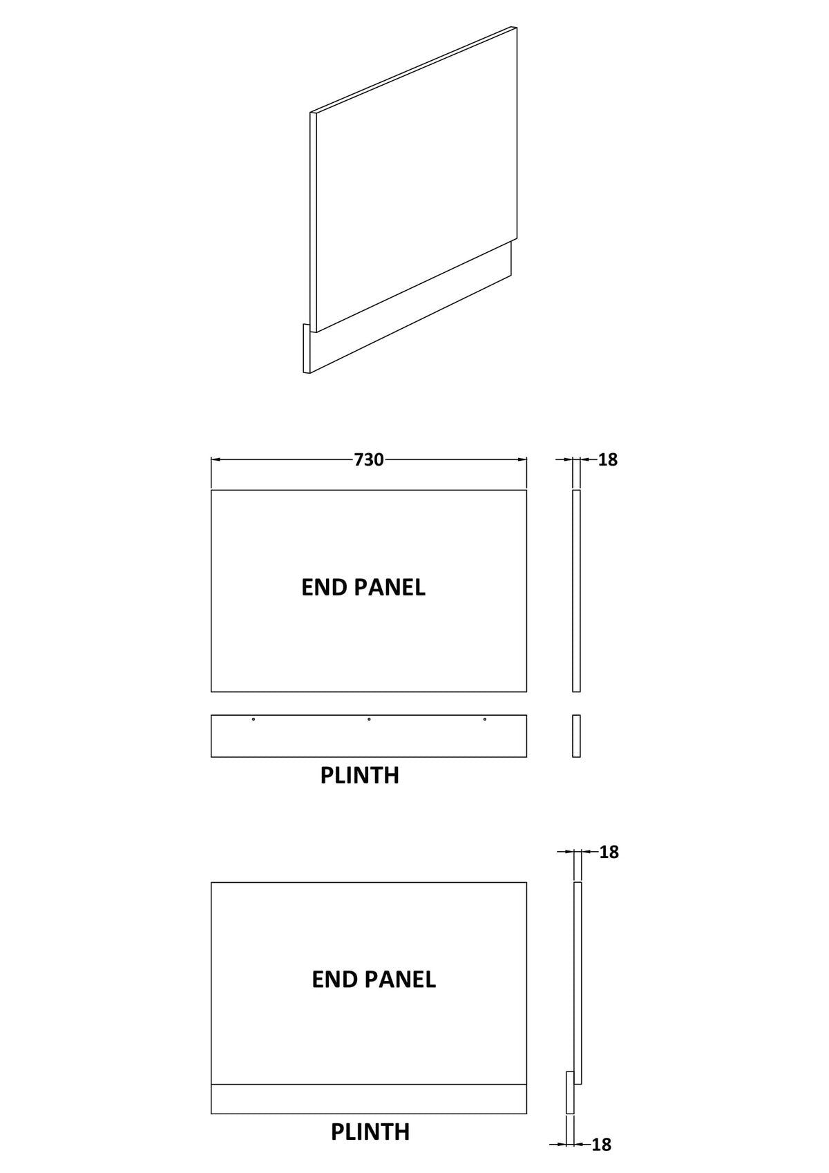 Brand New Bathrooms - Nuie Fusion Straight Bath End Panel & Plinth (2 sizes, Grey)