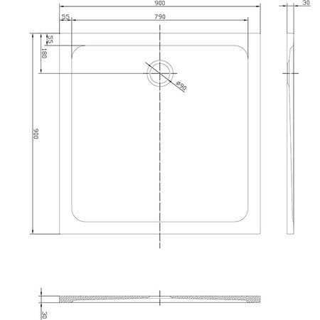 Tailored Bathrooms Gelcoat Stone Resin Square Low Profile Shower Tray (2 sizes, white) - Brand New Bathrooms