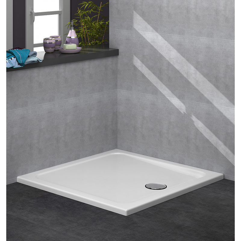 Tailored Bathrooms Gelcoat Stone Resin Square Low Profile Shower Tray (2 sizes, white) - Brand New Bathrooms