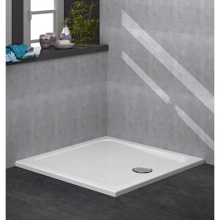 Tailored Bathrooms Gelcoat Stone Resin Square Low Profile Shower Tray (2 sizes, white) - Brand New Bathrooms