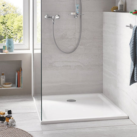 Tailored Bathrooms Gelcoat Stone Resin Square Low Profile Shower Tray (2 sizes, white) - Brand New Bathrooms