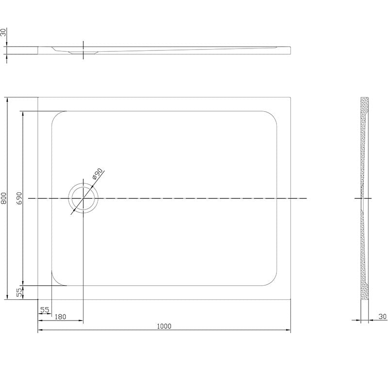 Tailored Bathrooms Gelcoat Stone Resin Rectangle Low Profile Shower Tray (8 sizes, White) - Brand New Bathrooms