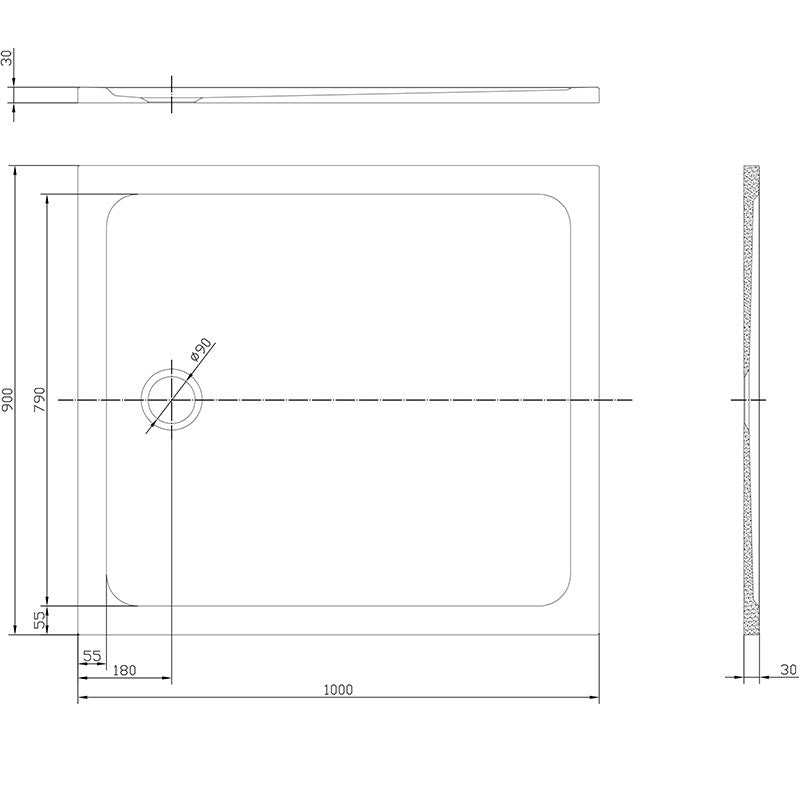 Tailored Bathrooms Gelcoat Stone Resin Rectangle Low Profile Shower Tray (8 sizes, White) - Brand New Bathrooms