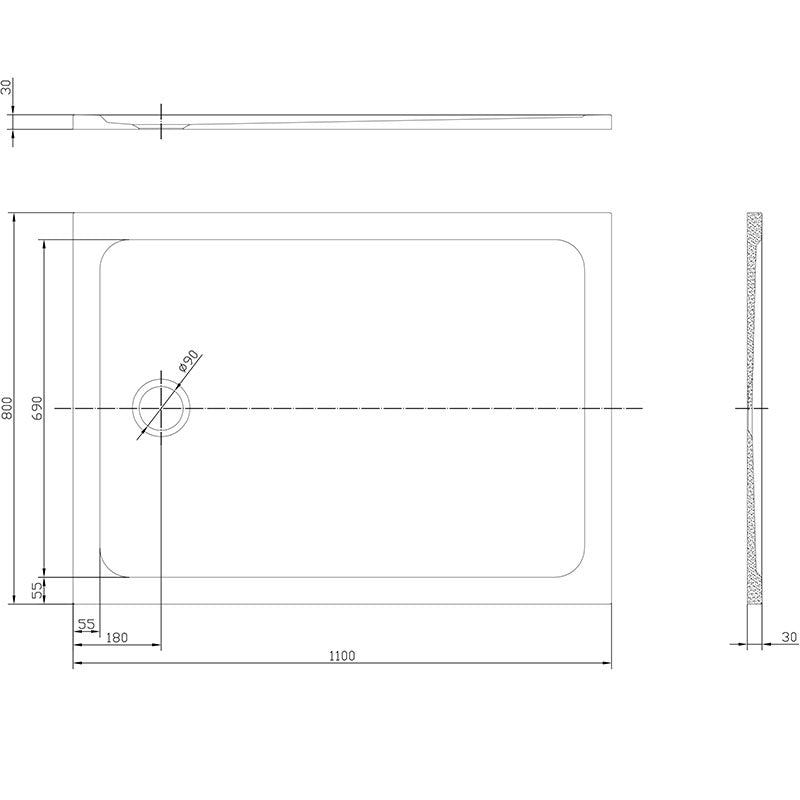 Tailored Bathrooms Gelcoat Stone Resin Rectangle Low Profile Shower Tray (8 sizes, White) - Brand New Bathrooms
