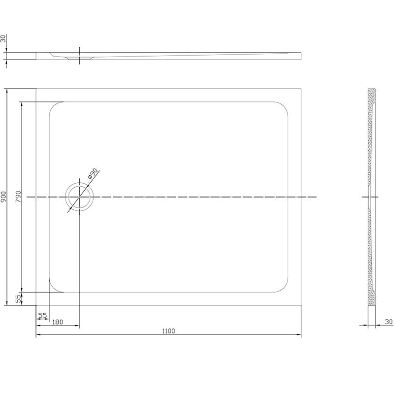 Tailored Bathrooms Gelcoat Stone Resin Rectangle Low Profile Shower Tray (8 sizes, White) - Brand New Bathrooms
