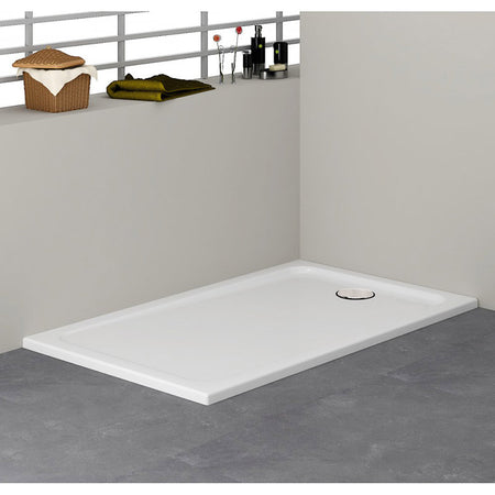 Tailored Bathrooms Gelcoat Stone Resin Rectangle Low Profile Shower Tray (8 sizes, White) - Brand New Bathrooms