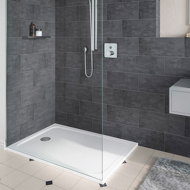 Tailored Bathrooms Gelcoat Stone Resin Rectangle Low Profile Shower Tray (8 sizes, White) - Brand New Bathrooms