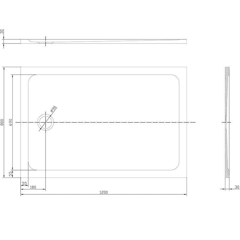Tailored Bathrooms Gelcoat Stone Resin Rectangle Low Profile Shower Tray (8 sizes, White) - Brand New Bathrooms