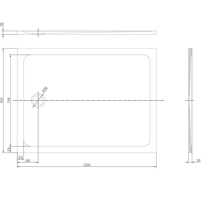Tailored Bathrooms Gelcoat Stone Resin Rectangle Low Profile Shower Tray (8 sizes, White) - Brand New Bathrooms