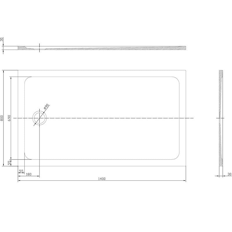 Tailored Bathrooms Gelcoat Stone Resin Rectangle Low Profile Shower Tray (8 sizes, White) - Brand New Bathrooms