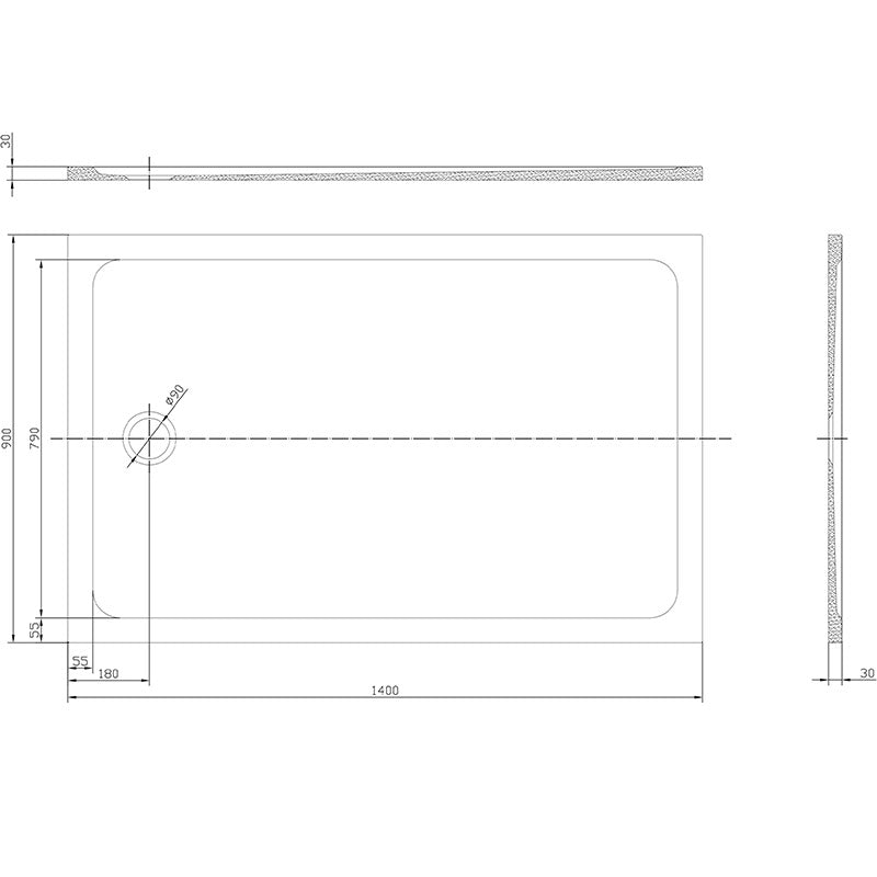 Tailored Bathrooms Gelcoat Stone Resin Rectangle Low Profile Shower Tray (8 sizes, White) - Brand New Bathrooms